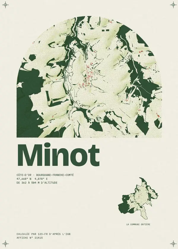 Affiche de Minot, calculée par 123-fr d'après l'IGN