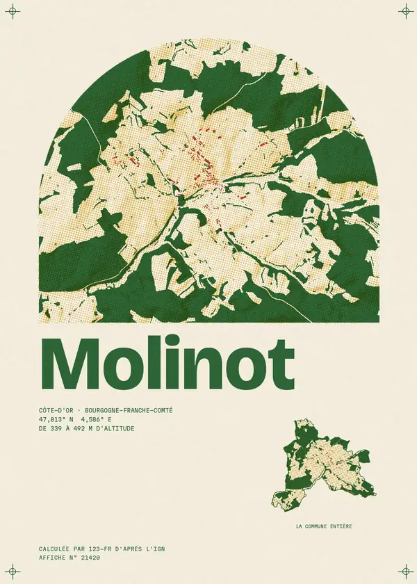 Affiche de Molinot, calculée par 123-fr d'après l'IGN