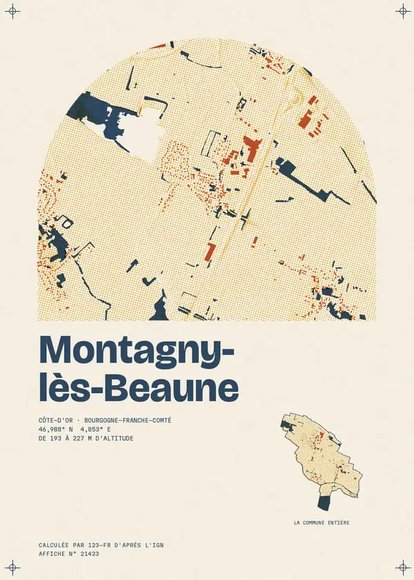 Affiche de Montagny-lès-Beaune, calculée par 123-fr d'après l'IGN