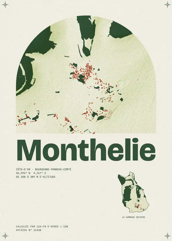 Affiche de Monthelie, calculée par 123-fr d'après l'IGN