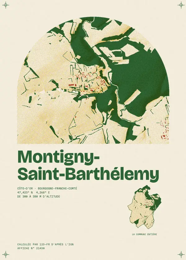 Affiche de Montigny-Saint-Barthélemy, calculée par 123-fr d'après l'IGN