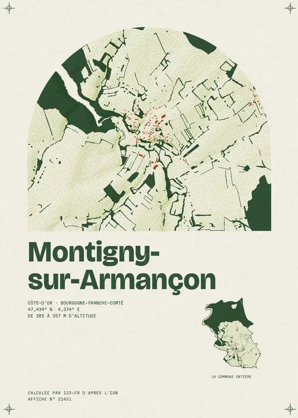 Affiche de Montigny-sur-Armançon, calculée par 123-fr d'après l'IGN