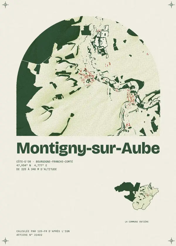 Affiche de Montigny-sur-Aube, calculée par 123-fr d'après l'IGN