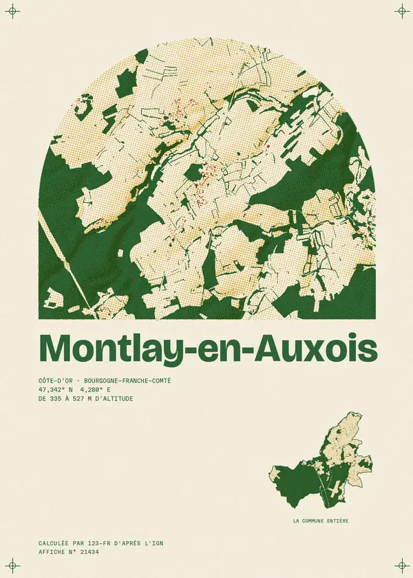 Affiche de Montlay-en-Auxois, calculée d'après l'IGN