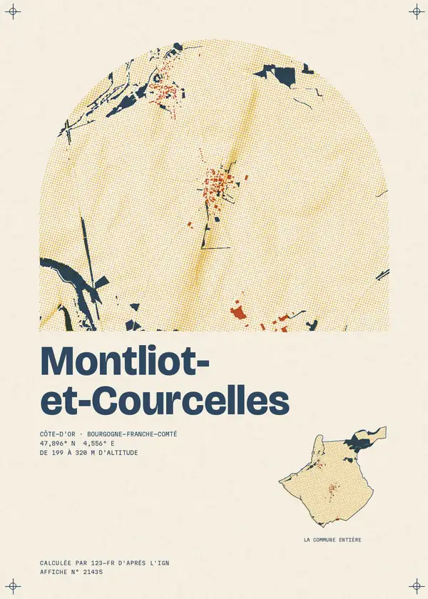 Affiche de Montliot-et-Courcelles, calculée par 123-fr d'après l'IGN
