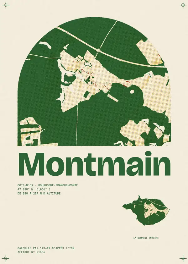 Affiche de Montmain, calculée par 123-fr d'après l'IGN