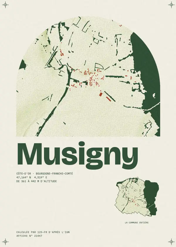 Affiche de Musigny, calculée par 123-fr d'après l'IGN