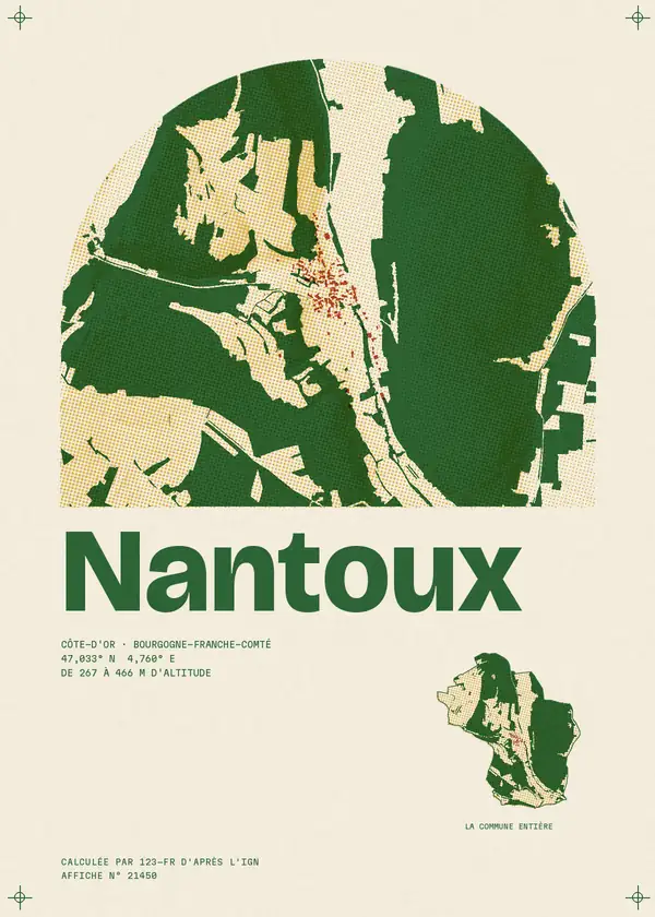 Affiche de Nantoux, calculée par 123-fr d'après l'IGN