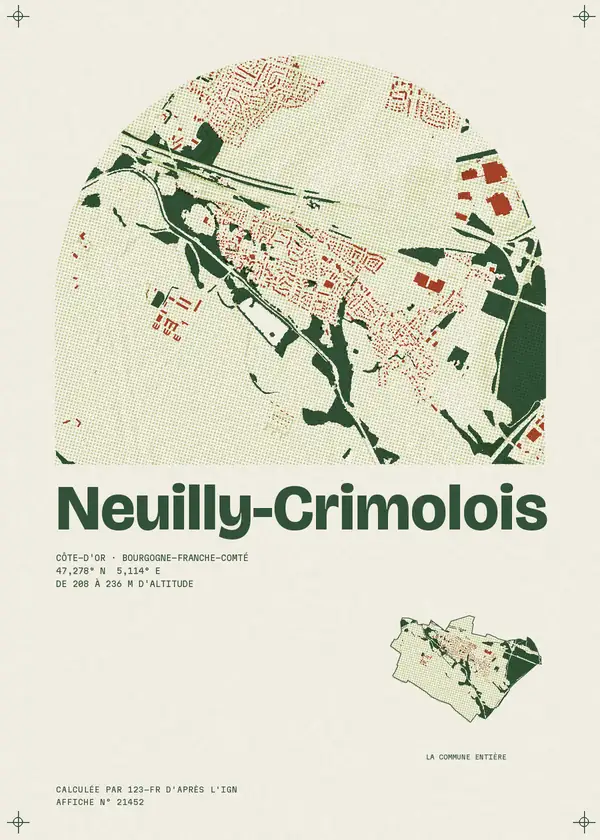 Affiche de Neuilly-Crimolois, calculée par 123-fr d'après l'IGN