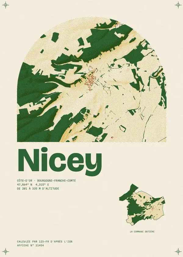 Affiche de Nicey, calculée par 123-fr d'après l'IGN