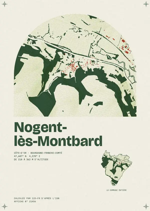 Affiche de Nogent-lès-Montbard, calculée par 123-fr d'après l'IGN