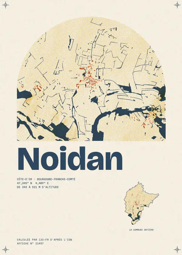 Affiche de Noidan, calculée par 123-fr d'après l'IGN