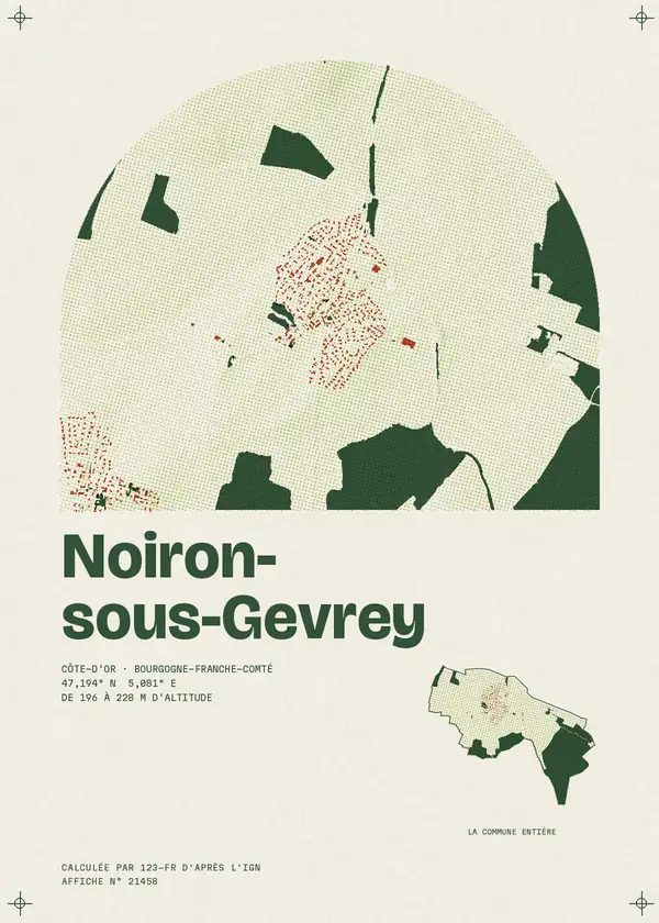 Affiche de Noiron-sous-Gevrey, calculée par 123-fr d'après l'IGN