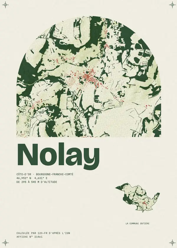 Affiche de Nolay, calculée par 123-fr d'après l'IGN