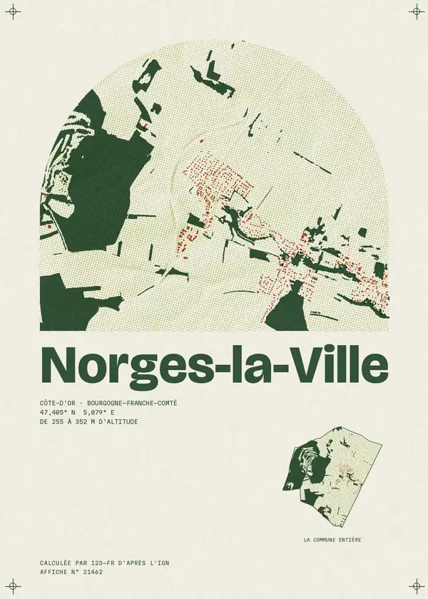 Affiche de Norges-la-Ville, calculée par 123-fr d'après l'IGN