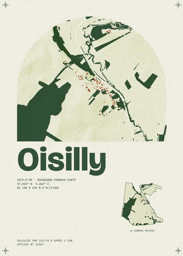 Affiche de Oisilly, calculée par 123-fr d'après l'IGN