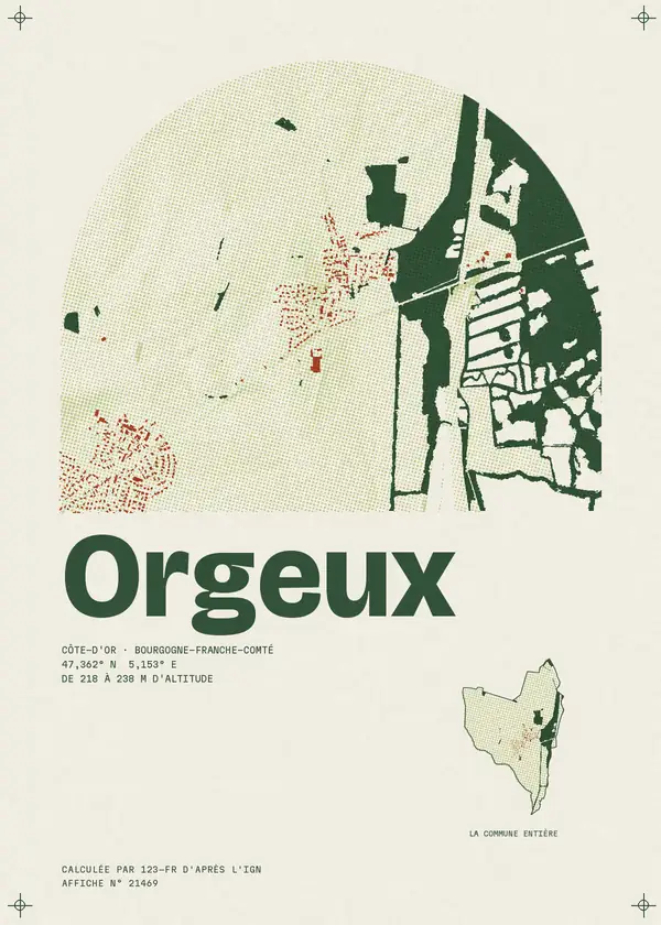 Affiche de Orgeux, calculée par 123-fr d'après l'IGN