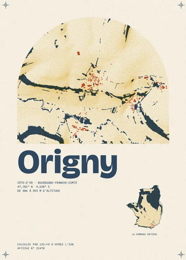 Affiche de Origny, calculée par 123-fr d'après l'IGN