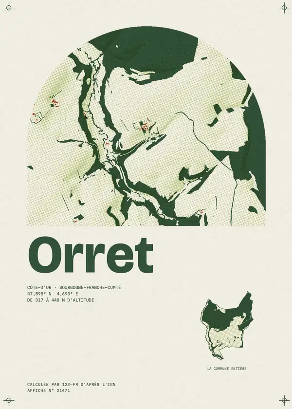 Affiche de Orret, calculée par 123-fr d'après l'IGN