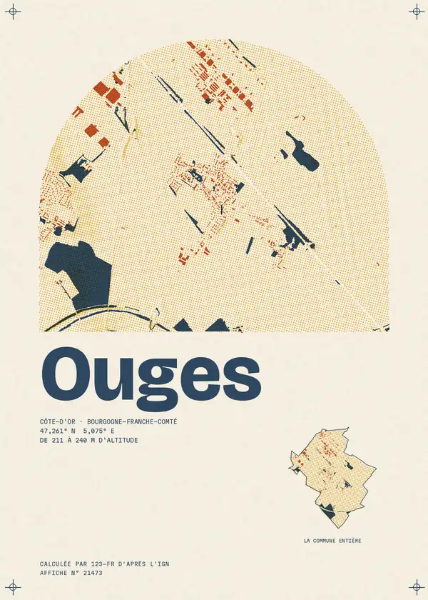 Affiche de Ouges, calculée par 123-fr d'après l'IGN