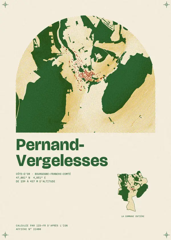 Affiche de Pernand-Vergelesses, calculée par 123-fr d'après l'IGN