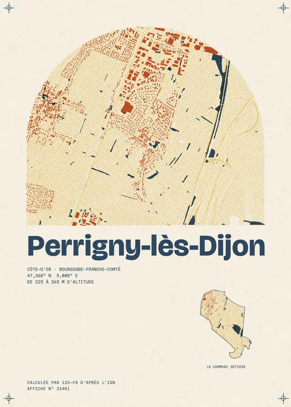 Affiche de Perrigny-lès-Dijon, calculée par 123-fr d'après l'IGN