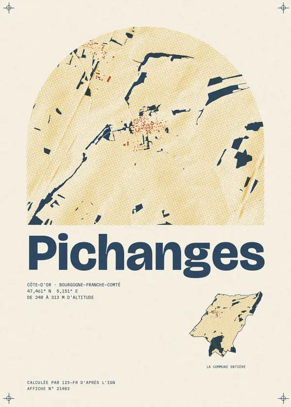 Affiche de Pichanges, calculée par 123-fr d'après l'IGN