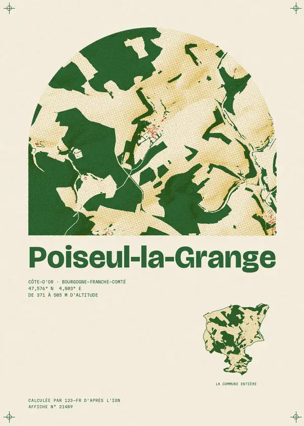 Affiche de Poiseul-la-Grange, calculée par 123-fr d'après l'IGN