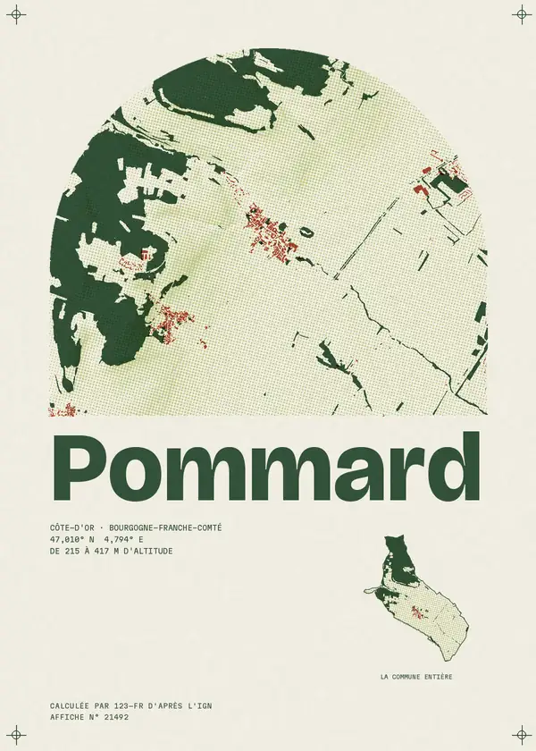 Affiche de Pommard, calculée par 123-fr d'après l'IGN