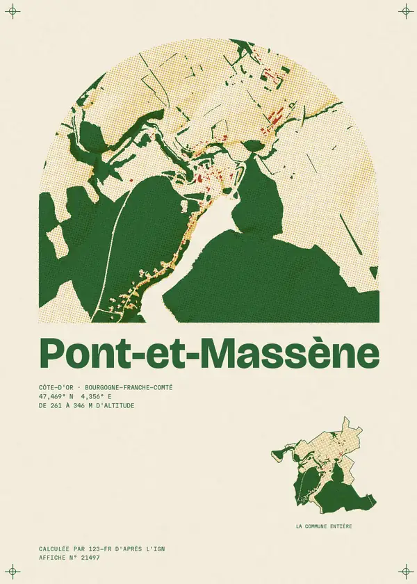 Affiche de Pont-et-Massène, calculée par 123-fr d'après l'IGN