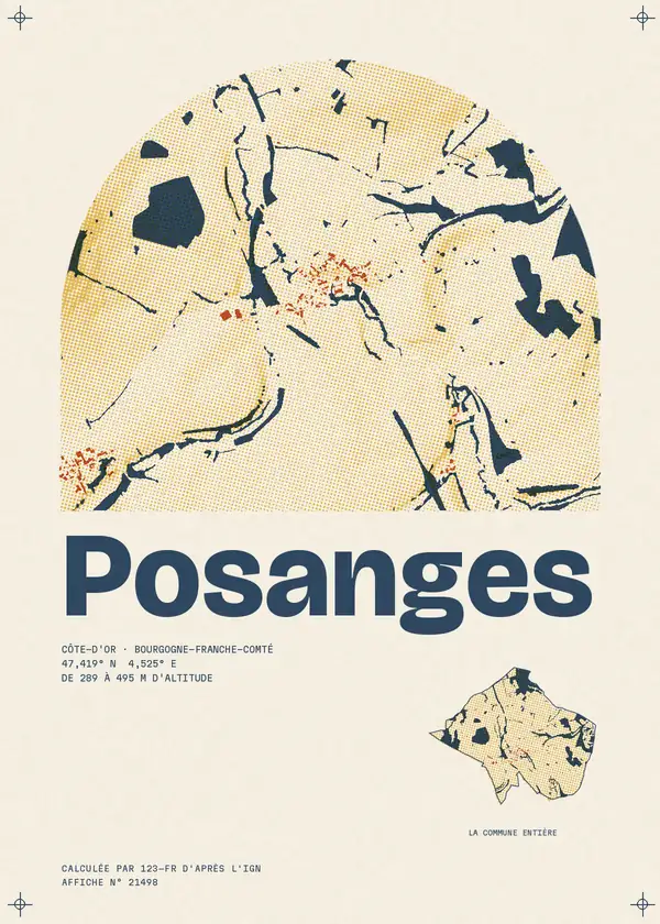 Affiche de Posanges, calculée par 123-fr d'après l'IGN