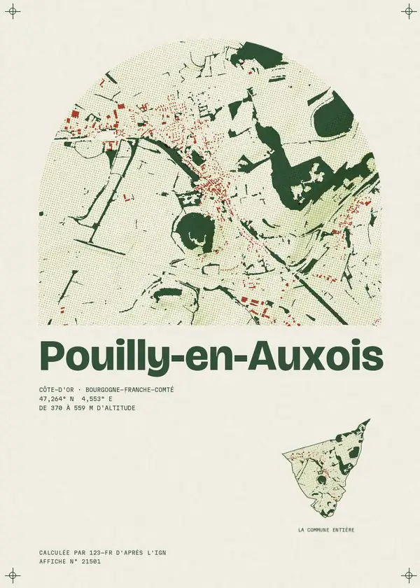 Affiche de Pouilly-en-Auxois, calculée par 123-fr d'après l'IGN