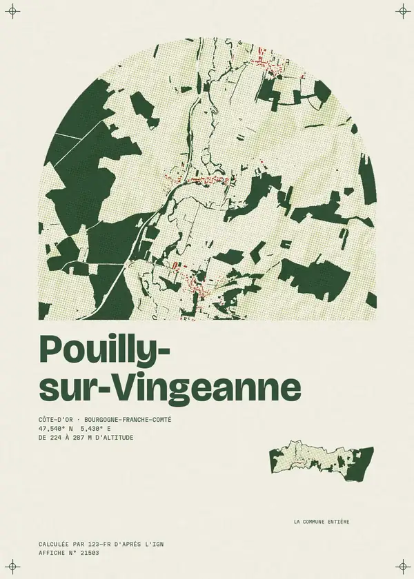 Affiche de Pouilly-sur-Vingeanne, calculée par 123-fr d'après l'IGN