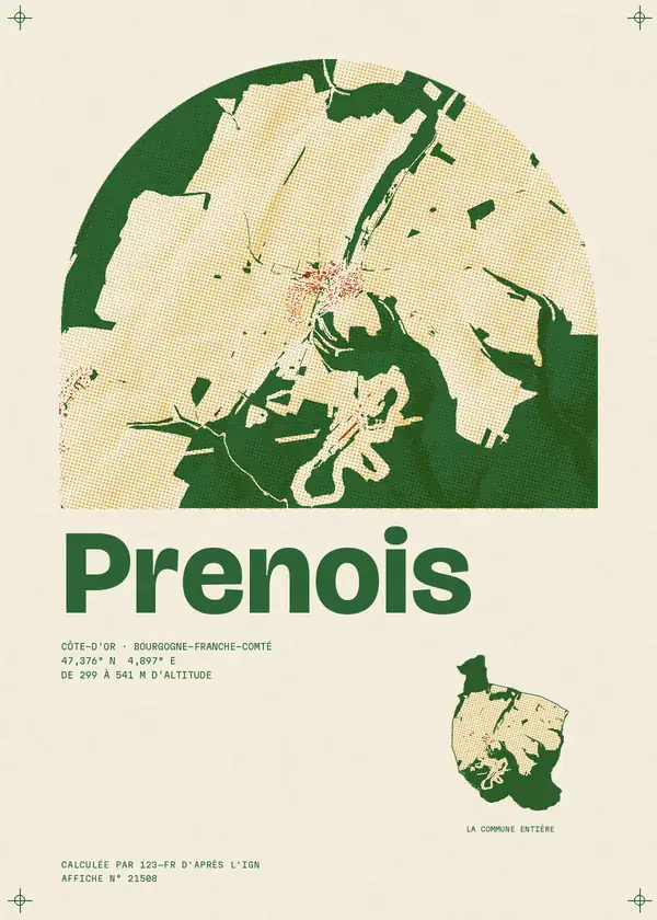 Affiche de Prenois, calculée par 123-fr d'après l'IGN