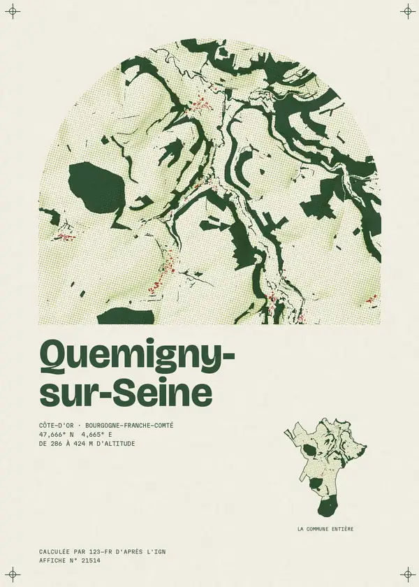 Affiche de Quemigny-sur-Seine, calculée par 123-fr d'après l'IGN
