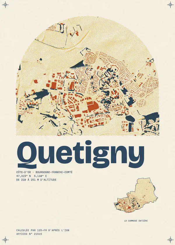 Affiche de Quetigny, calculée par 123-fr d'après l'IGN