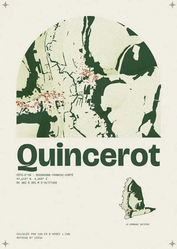 Affiche de Quincerot, calculée par 123-fr d'après l'IGN