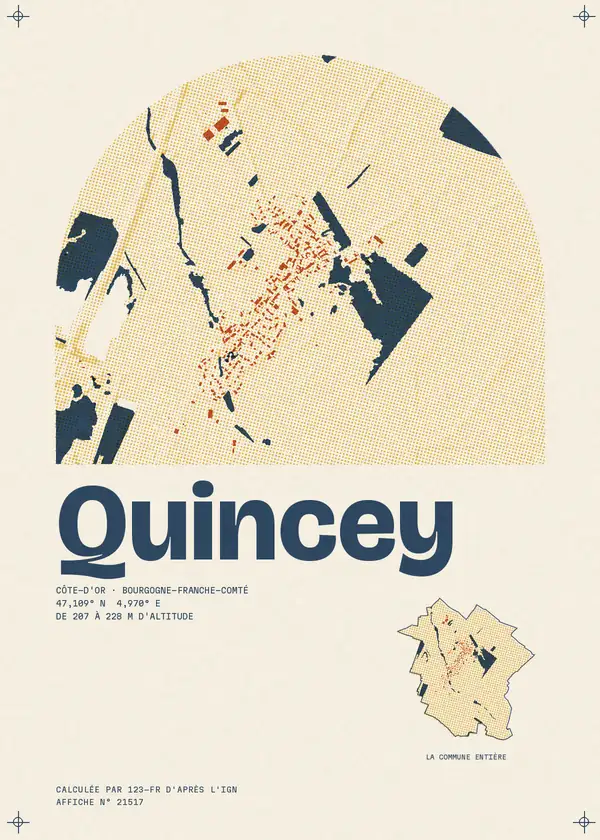 Affiche de Quincey, calculée par 123-fr d'après l'IGN