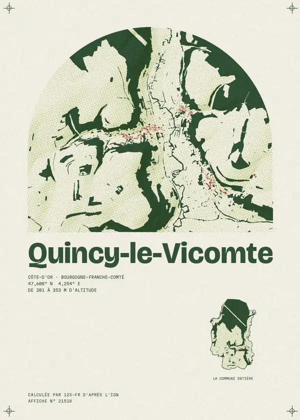 Affiche de Quincy-le-Vicomte, calculée par 123-fr d'après l'IGN