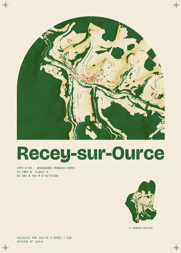 Affiche de Recey-sur-Ource, calculée par 123-fr d'après l'IGN