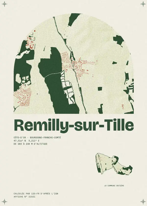 Affiche de Remilly-sur-Tille, calculée par 123-fr d'après l'IGN