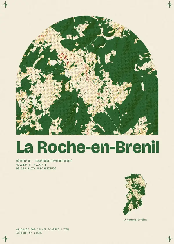 Affiche de La Roche-en-Brenil, calculée par 123-fr d'après l'IGN