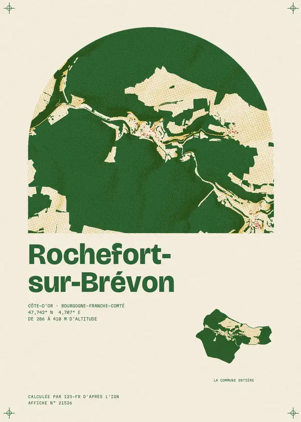 Affiche de Rochefort-sur-Brévon, calculée par 123-fr d'après l'IGN