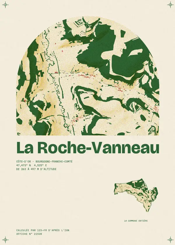 Affiche de La Roche-Vanneau, calculée par 123-fr d'après l'IGN