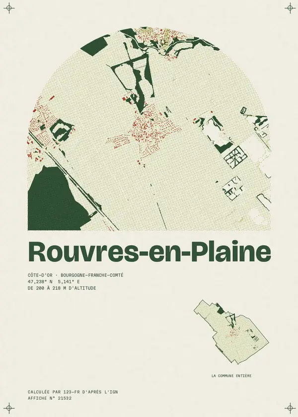 Affiche de Rouvres-en-Plaine, calculée par 123-fr d'après l'IGN