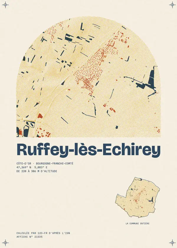Affiche de Ruffey-lès-Echirey, calculée par 123-fr d'après l'IGN