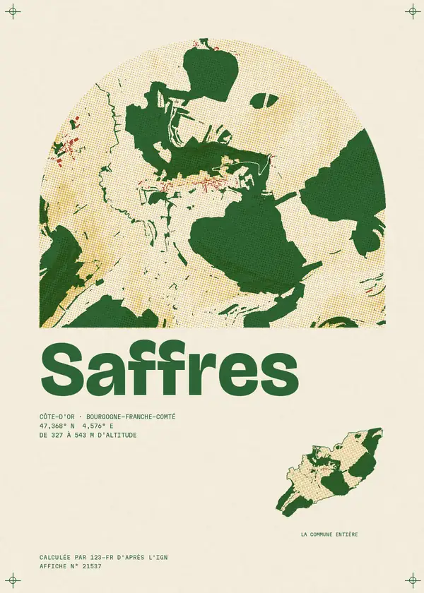 Affiche de Saffres, calculée par 123-fr d'après l'IGN