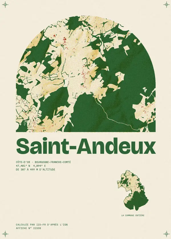 Affiche de Saint-Andeux, calculée par 123-fr d'après l'IGN
