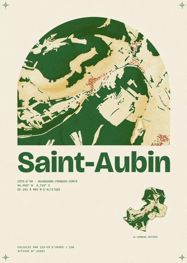 Affiche de Saint-Aubin, calculée par 123-fr d'après l'IGN