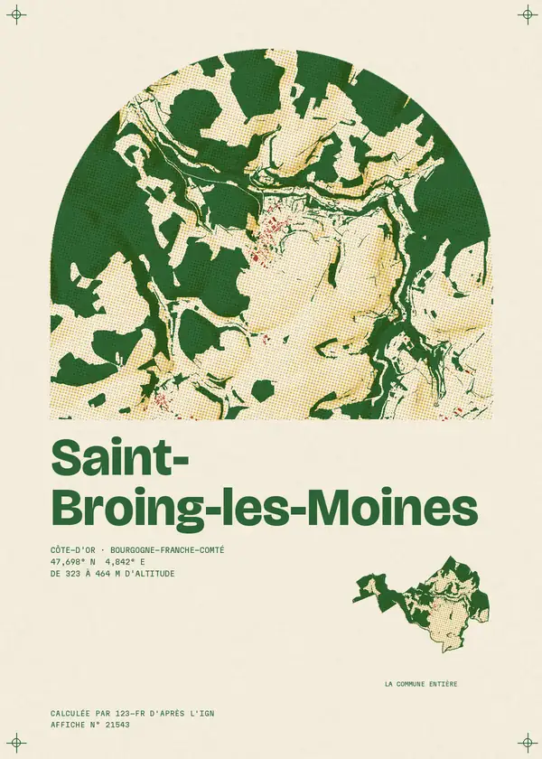 Affiche de Saint-Broing-les-Moines, calculée par 123-fr d'après l'IGN